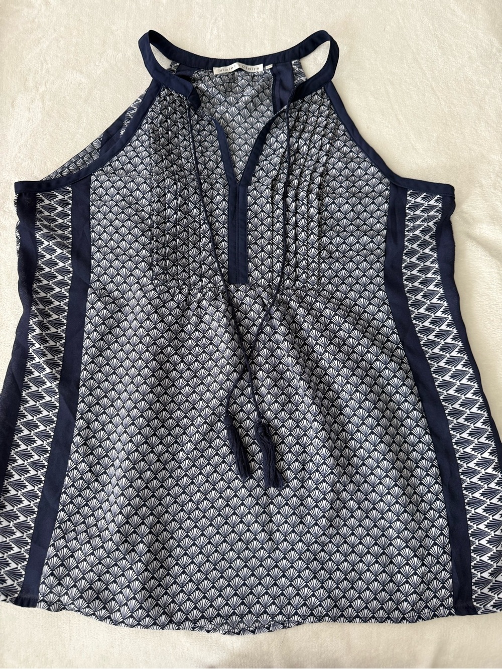 Violet & Claire Women’s  blouse sleeveless blue and white Size Large E03